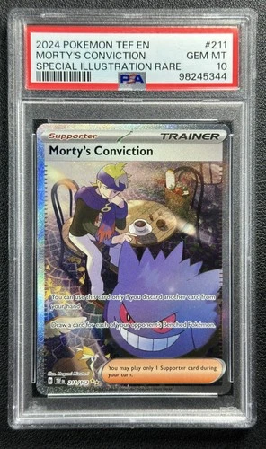 MORTY'S CONVICTION PSA 10 2024 POKEMON TEMPORAL FORCES #211/162 TEF EN SIR 5344