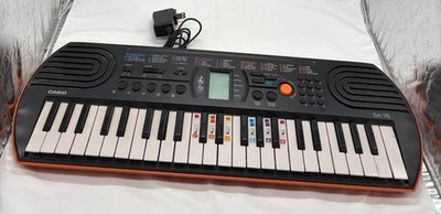 Casio SA-76 44-Key Mini Portable Keyboard Piano Orange Tested w/ Power Adapter