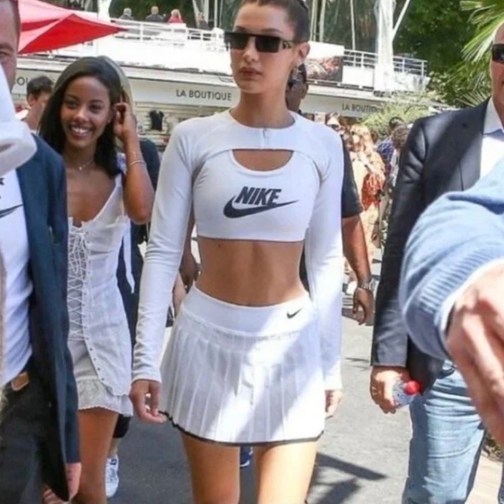 Nike Victory Pleated Tennis Skirt White Bella Hadid Preppy Style 3A19