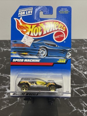 1998 Hot Wheels Mainline/Collector #1088 SPEED MACHINE Black w/Gold 5 Dot Spokes