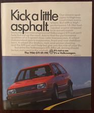 1985 Volkswagen GTI Red Car Vintage Print Ad Asphalt Highway