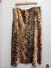 BNWT Lipsy Leopard Print STD Midi Satin Skirt Size 22