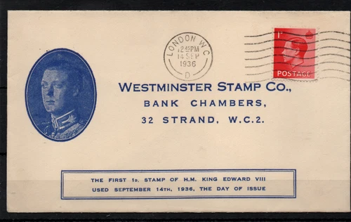 GB KEVII 1936  1d illustrated (perfect) FDC London WC PMK WS46490