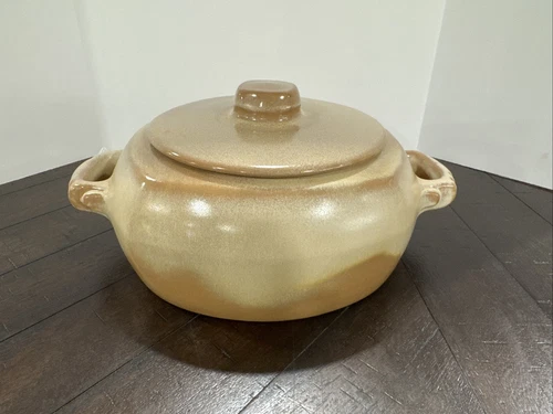 Frankoma Pottery Bean Pot w/ Lid #5V Plainsman Desert Gold Vintage Casserole