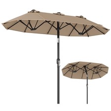 Double-Sided Patio Umbrella w/Push Button Tilt Crank Handle 3 Air Vents for Pool