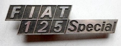 Original alter Oldtimer Schriftzug, Emblem FIAT 125 SPECIAL, ungereinigt