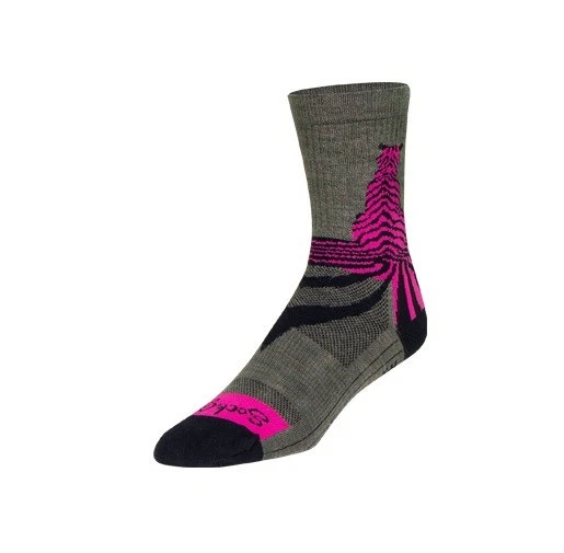 Socks - SockGuy - Savage Wool 6" S/M Cycling/Running NEW Cat Back Grey MEN - Image 2 of 4