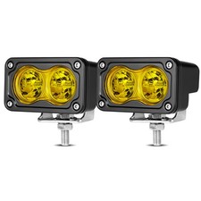 2x 3 Yellow Led Driving Lights Fog Ditch Cube Pods Off Road Pickup Utv Atv 4wd