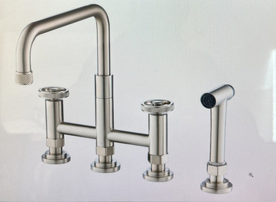 Kraus Urbix KPF-3125 Industrial Bridge Kitchen Faucet with Side Sprayer -...