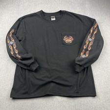 Vintage Harley-Davidson Flames Long Sleeve Pocket T-Shirt Mens L Black USA Made