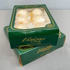 Vintage Visions By Holly Glass Christmas Balls Ornaments Gold Ivory 14 Ct Retro