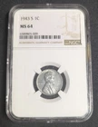 1943 S 1C Lincoln Steel Wheat Cent NGC MS64 Penny War Time Zink WWII