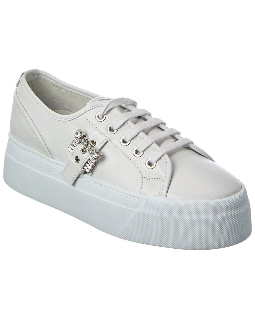 Sergio Rossi Twenty Buckle Leather Platform Sneaker Womens White 36 39690₽