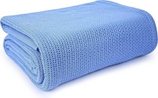 Best Linteum Textile Supply Blue Hospital Thermal Blanket 66x90 Inch 100 Cotton