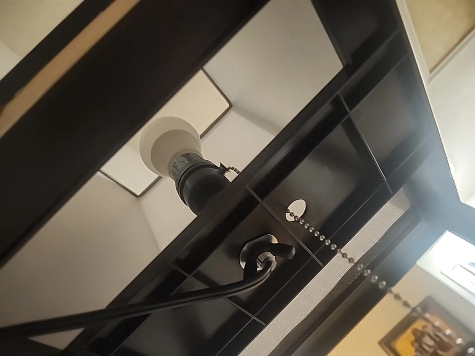 Shelved Lamp Brown and Beige Canvas Material Silver Metal - Image 4 of 4