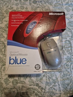 Microsoft  Optical Scroll Mouse Blue Left or Right Hand Win32 PS2/USB NEW