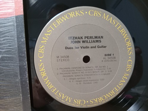 Itzhak Perlman, John Williams, Paganini - Duos for Violin Guitar, LP NM SHRINK - Picture 2 of 4