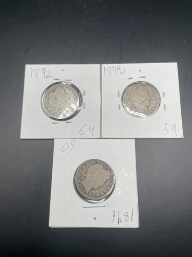 Lot of 3- 1892/ 1894/1896 Barber Quarter Average Circulation