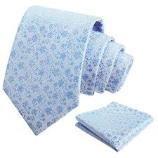 Mens 3.15inches Exquisite Floral Tie with Small Flower D142-baby Blue-d