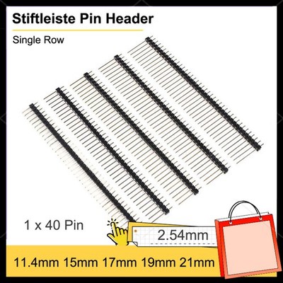 Stiftleiste schwarz | 1 x 40 Pin | 2,54mm | Pin Header Breadboard für Arduion