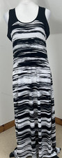 Episode Maxi Dress Black & White Striped Size M Mesh Sleeveless Holiday Vacation