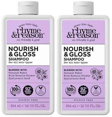 Rhyme & Reason Nourish & Gloss Shampoo 13 Fl. Oz. Pack of 2