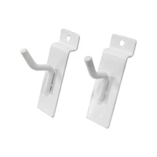 2 Pcs 1'' White Slatwall Hook Hooks Retail Display Wire Metal Hanger 