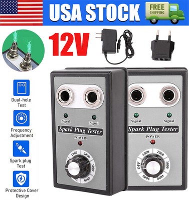 Spark Plug Tester Dual Hole Diagnostic Tool 12V Gasoline Car Ignition Analyzer