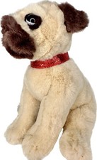 F.A.O Schwarz 11 Inch Stuffed Pug Puppy Dog, Realistic, Soft Plush, Red Collar