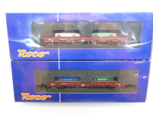 Roco 66033 H0 Rungenwagen-Set 2-teilig beladen mit 4 VW 1600 | Zustand: Gebraucht