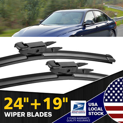 24''+19'' OEM Windshield Wiper Blade For 2013-2015 BMW X1, ActiveHybrid 3 Black