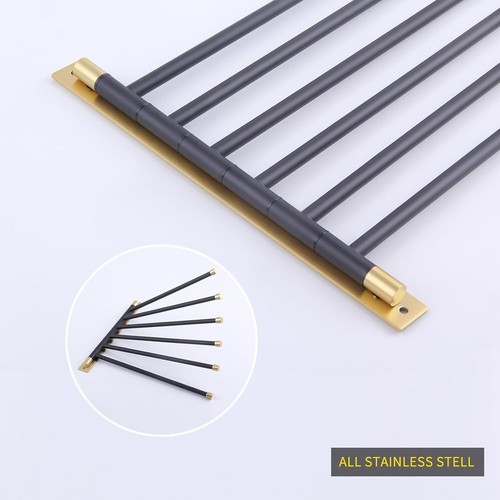 Space-Saving 6-Arm Towel Holder with Matted Black & Gold Stainless Steel - 第 10/11 張圖片