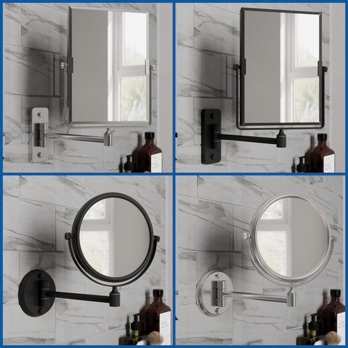 Wall Mounted 3x Magnifying Bathroom Mirror Shaving MakeUp Extending