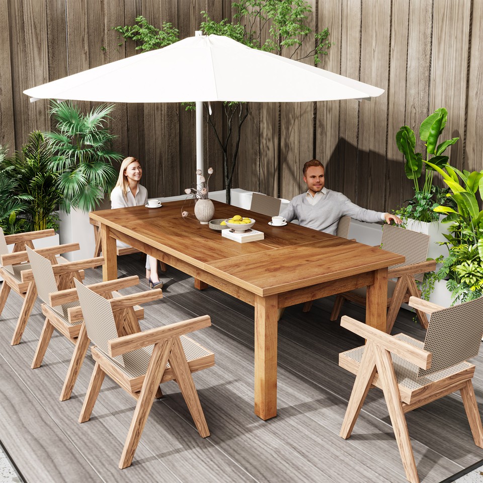 71 Inch Large Rectangular Dining Table for 6 to 8, Farmhouse Wood ...