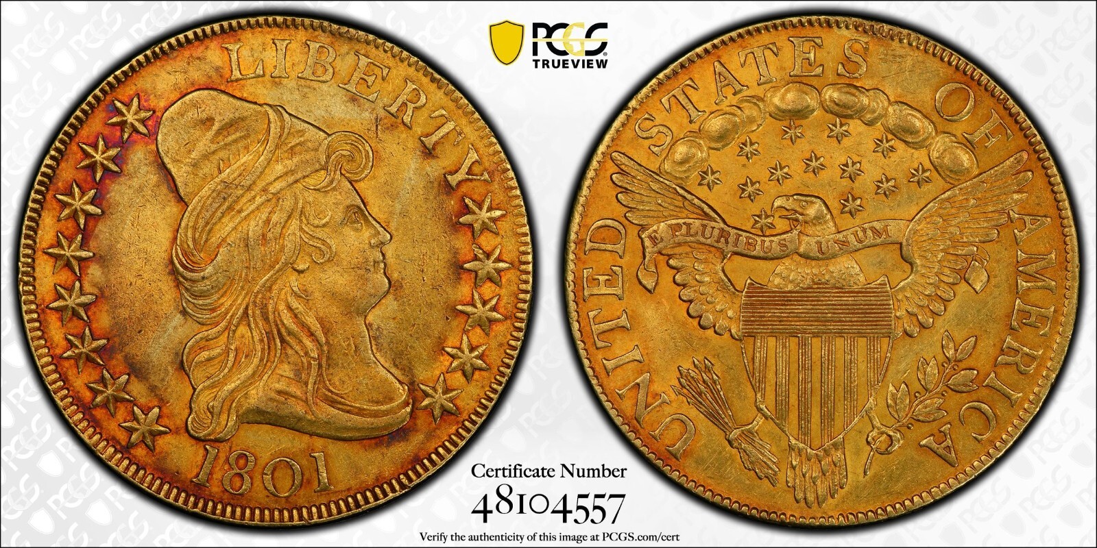 1801 $10 AU58+ PCGS