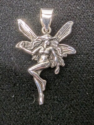 Sterling Silver Fairy Pixie Pendant. 1.15'' Long x .7'' Wide. Weighs 2.4 Grams.