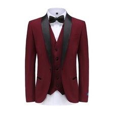 Braveman Men's 3 Pc Slim Fit Tuxedo Set TX300 in Burgundy