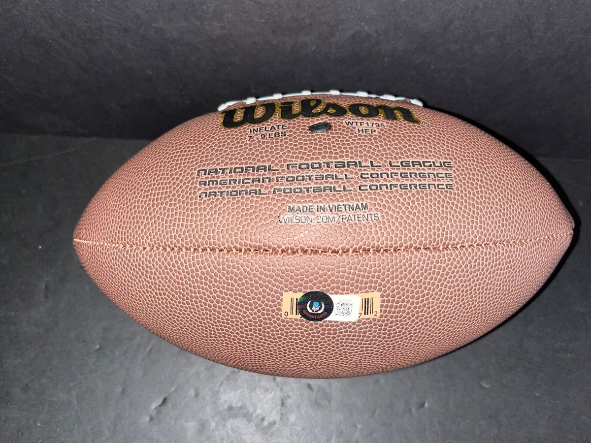Dick Butkus Bears Signed NFL Football Beckett Hologram HOF 79 & 8