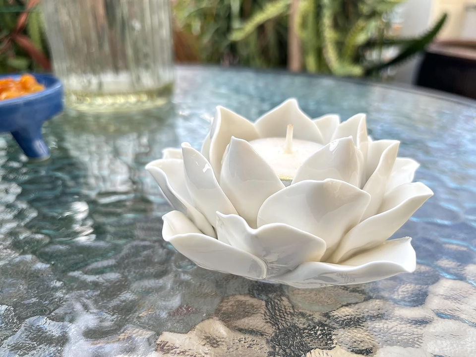 Handmade Ceramic Lotus Flower Tealight Holder Candlesticks Holder Petals Style L eBay