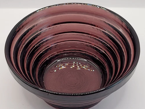 Blenko Amethyst Beehive  Tiered Glass Bowl Art Deco