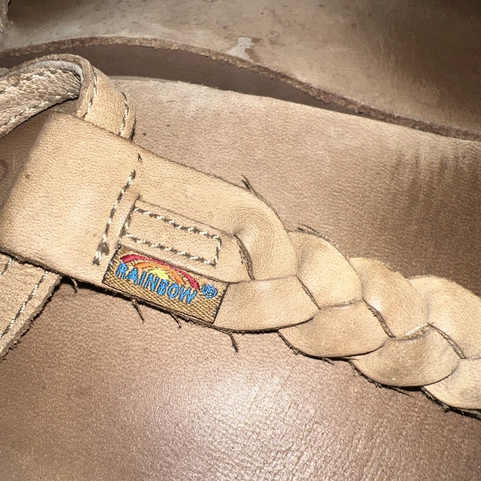 Sandalias para mujer Rainbow talla 10 T. correa bronceada coqueta cuero trenzado Foto 4 de 4