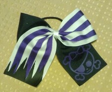 HALLOWEEN TicTok Cheer Hair Bow Purple Black PIRATE  school event Large 6.5"
