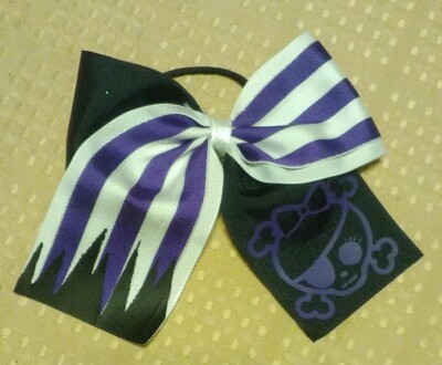 HALLOWEEN  TicTok Cheer Hair Bow Purple Black PIRATE   school event Large 6.5'' 