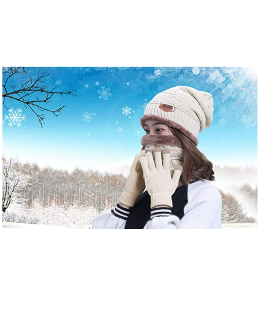 Accesorio Invierno Tejido Bommel Conjunto De Invierno Para Mujer: Gorro Con Pompón, Bufanda Tubular Y Guantes - Forrado, Cálido, Ideal Para Frío Conjunto Bufanda Y Guantes Mujer