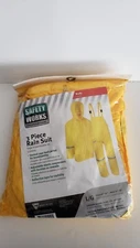 Safety Works Professional 3 Piece Yellow Rain Suit Large Jacket Bib and Hood