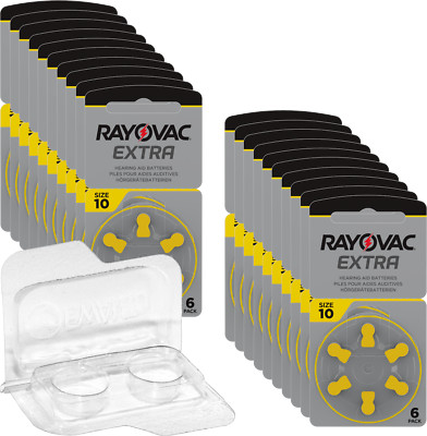 120 Rayovac Extra Advanced Hearing Aid Batteries PR70 Yellow 10+ 2 Cell Box