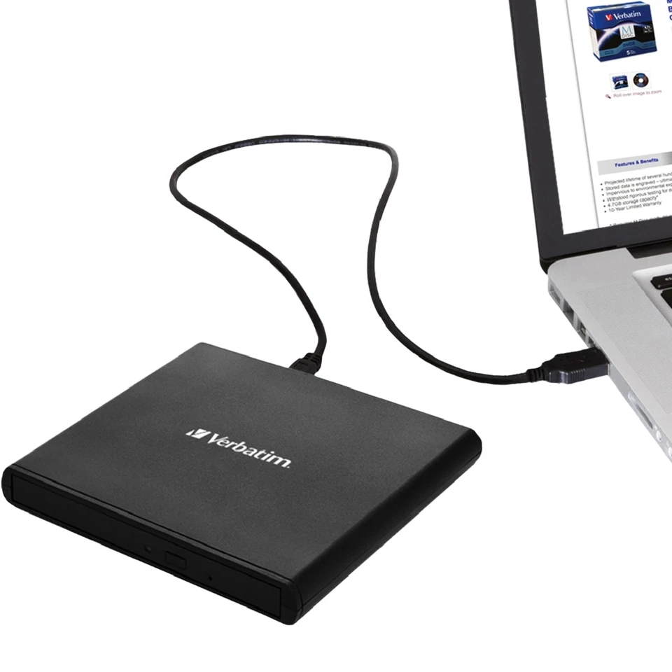 Unidad de CD externa portátil Verbatim 98938, CD/DVD portátil USB 2.0 +/- personal  Foto 2 de 4