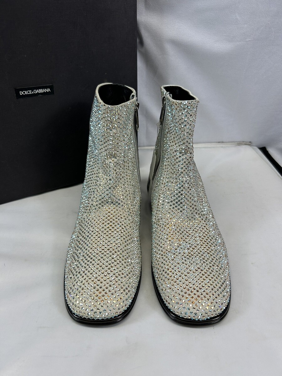 Dolce & Gabbana crystal-embellished leather ankle boots Dolce & Gabbana Crystal-Embellished Ankle Boots | Sendegaro main image 4