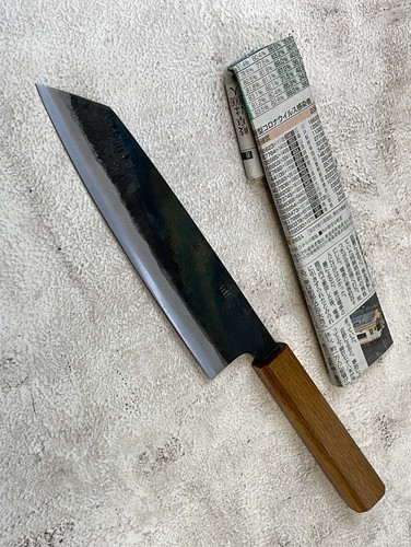 Tsukasa Shiro Kuro 180mm Bunka- Shirogami Steel - Oak Octagnon Handle - Picture 2 of 15