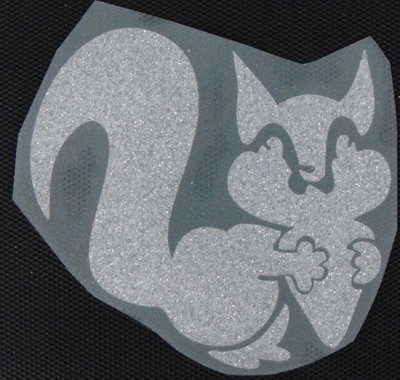 IRON ON TRANSFER glitter foil silver cute SQUIRREL 3.5 inches width LOOK